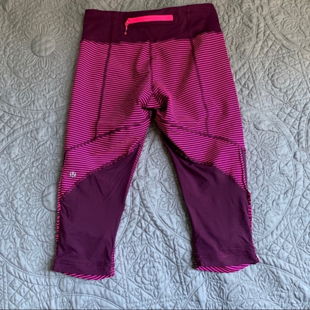 Lululemon  stripped crop leggings size 4  XS - Picture 3 of 8